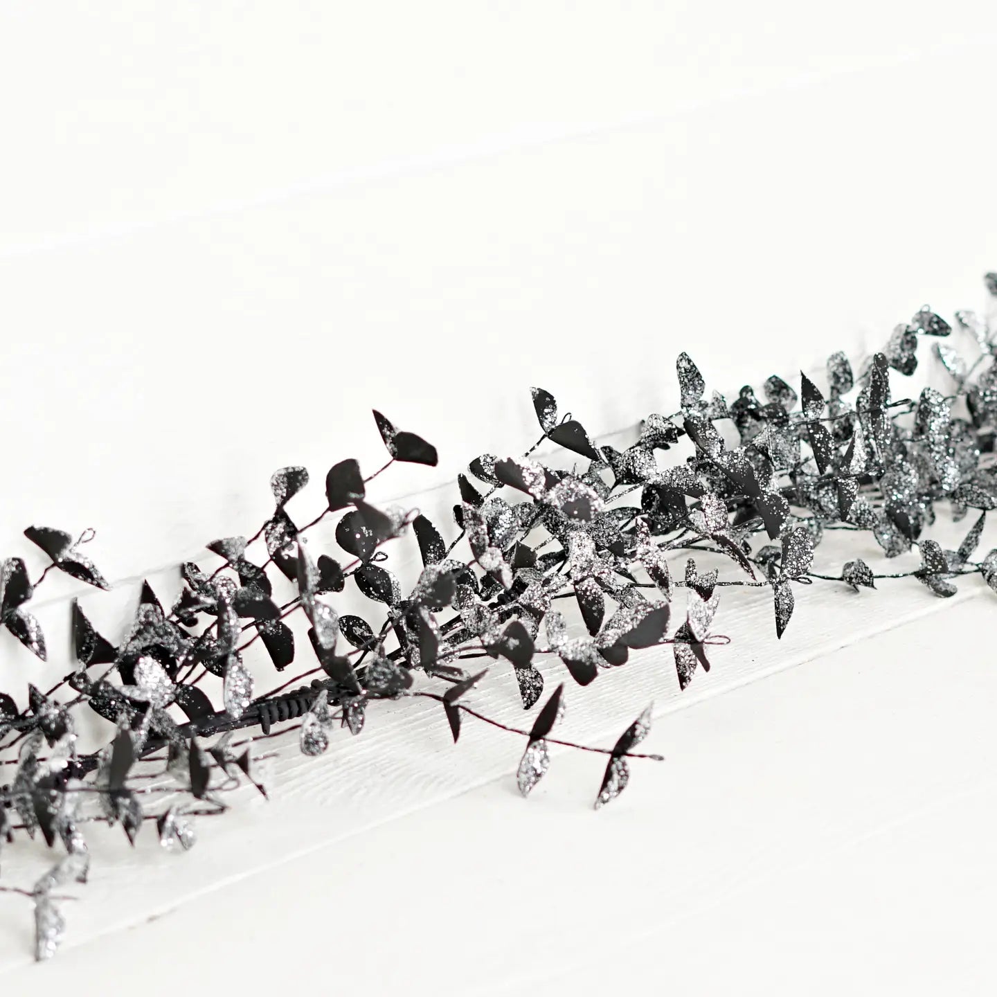 4ft Garland-Sparkle Glitter Black Eucalyptus-