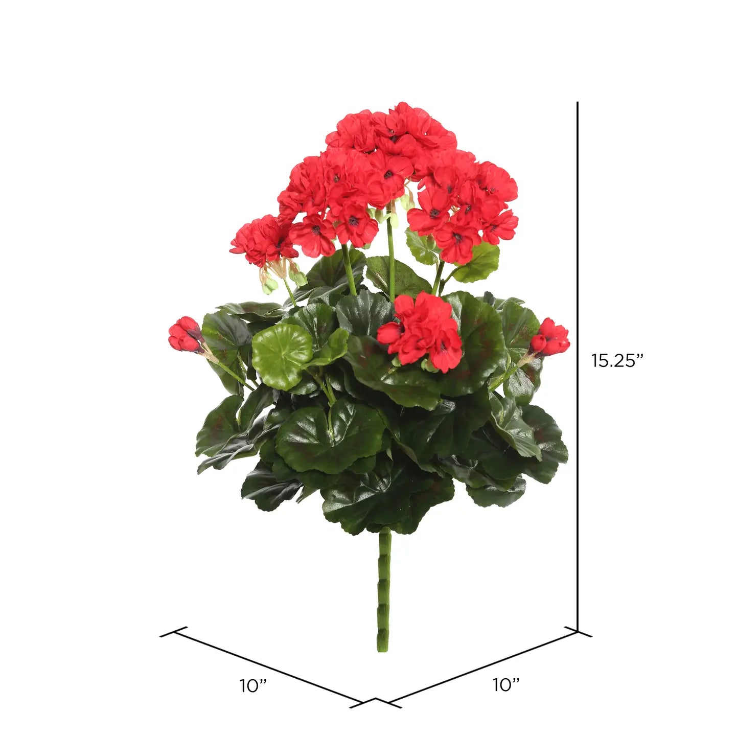 15.25" Artificial Red Polyester Geranium Bush. Item 2