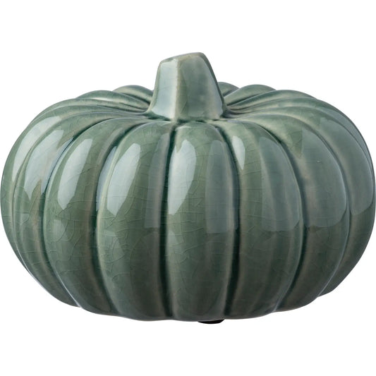 Medium Green Ceramic Pumpkin