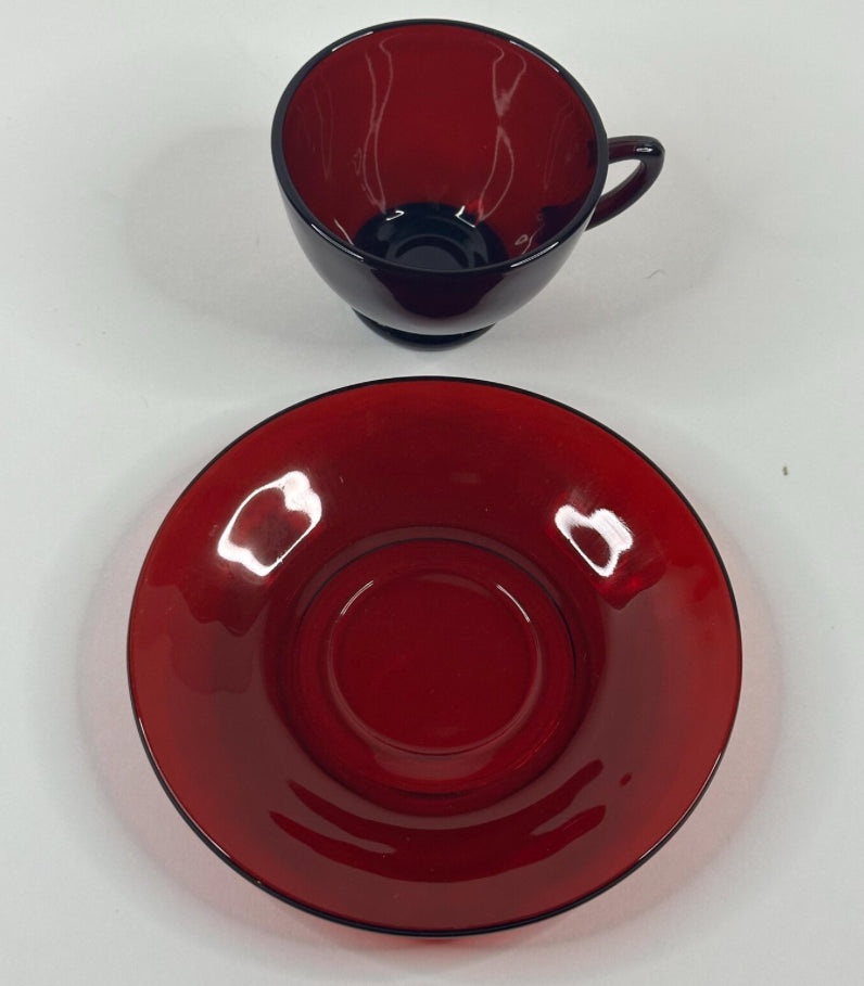 Vintage Ruby Red Teacup /Saucer