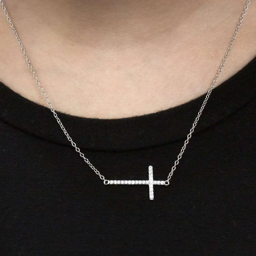Sideways Cross Necklace