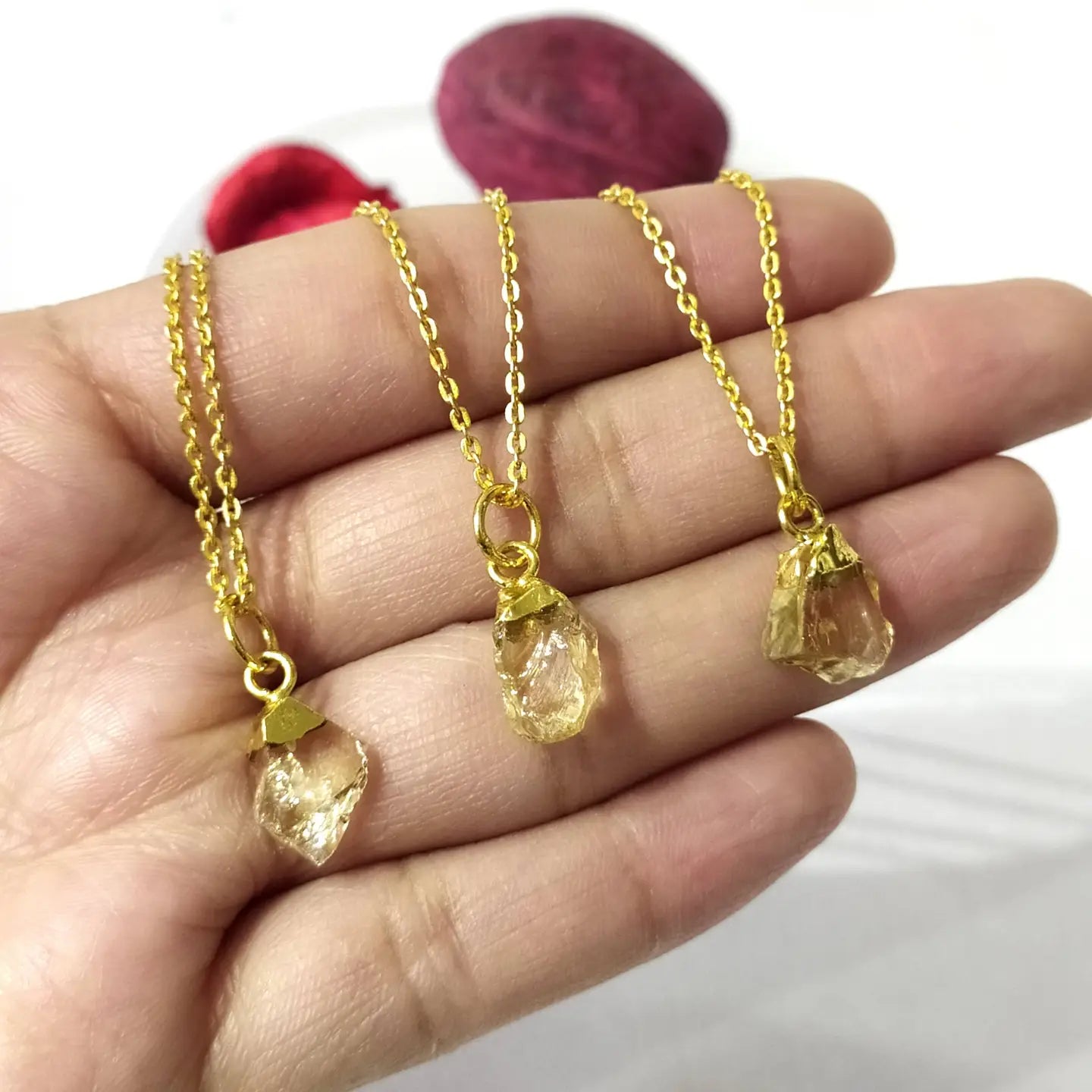 Raw Crystal Necklace | Citrine Pendant | Healing Jewelry