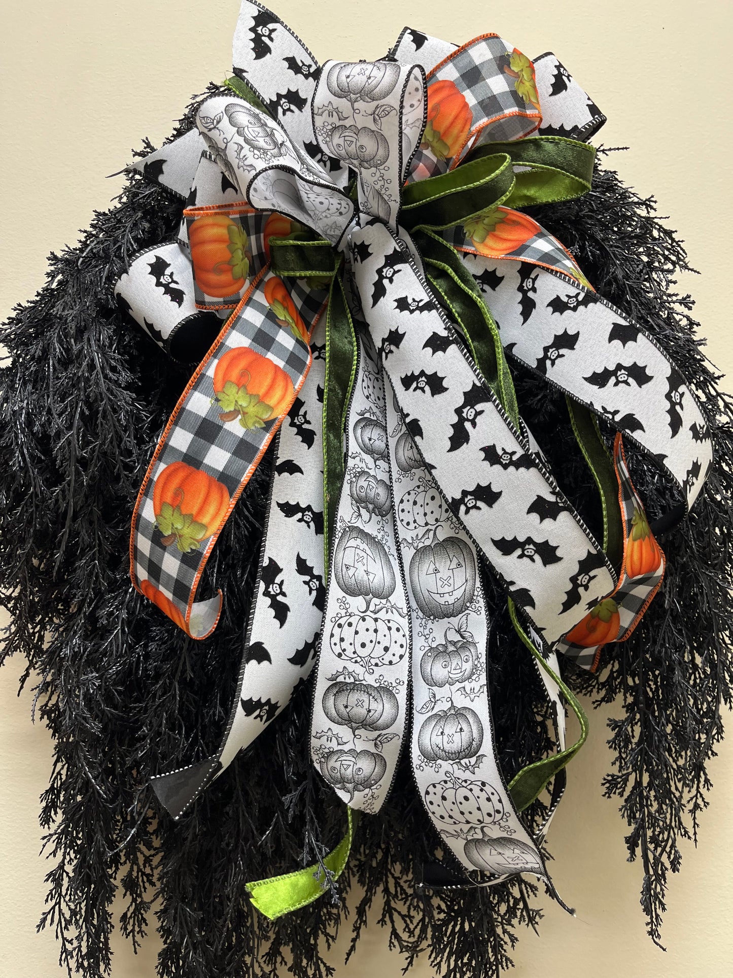 Mossy Black Wreath w/ Bow