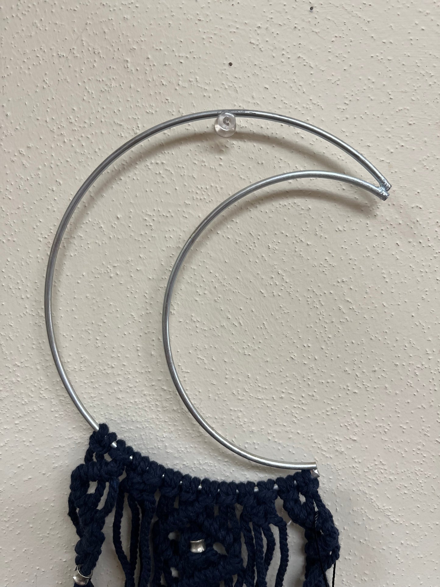 Silver beaded Moon macrame wall hanging
