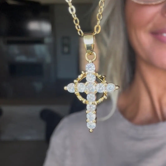 Cross and Crown of Thorns Necklace