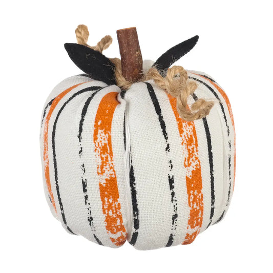 Sm. Owb Striped Halloween Fabric Pumpkin