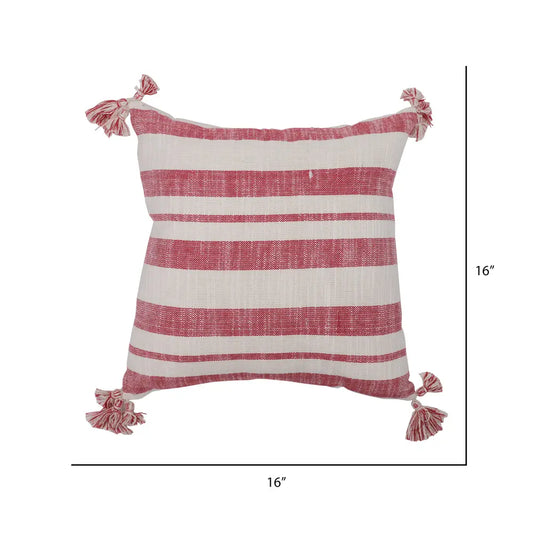 Red Stripe Cotton Pillow