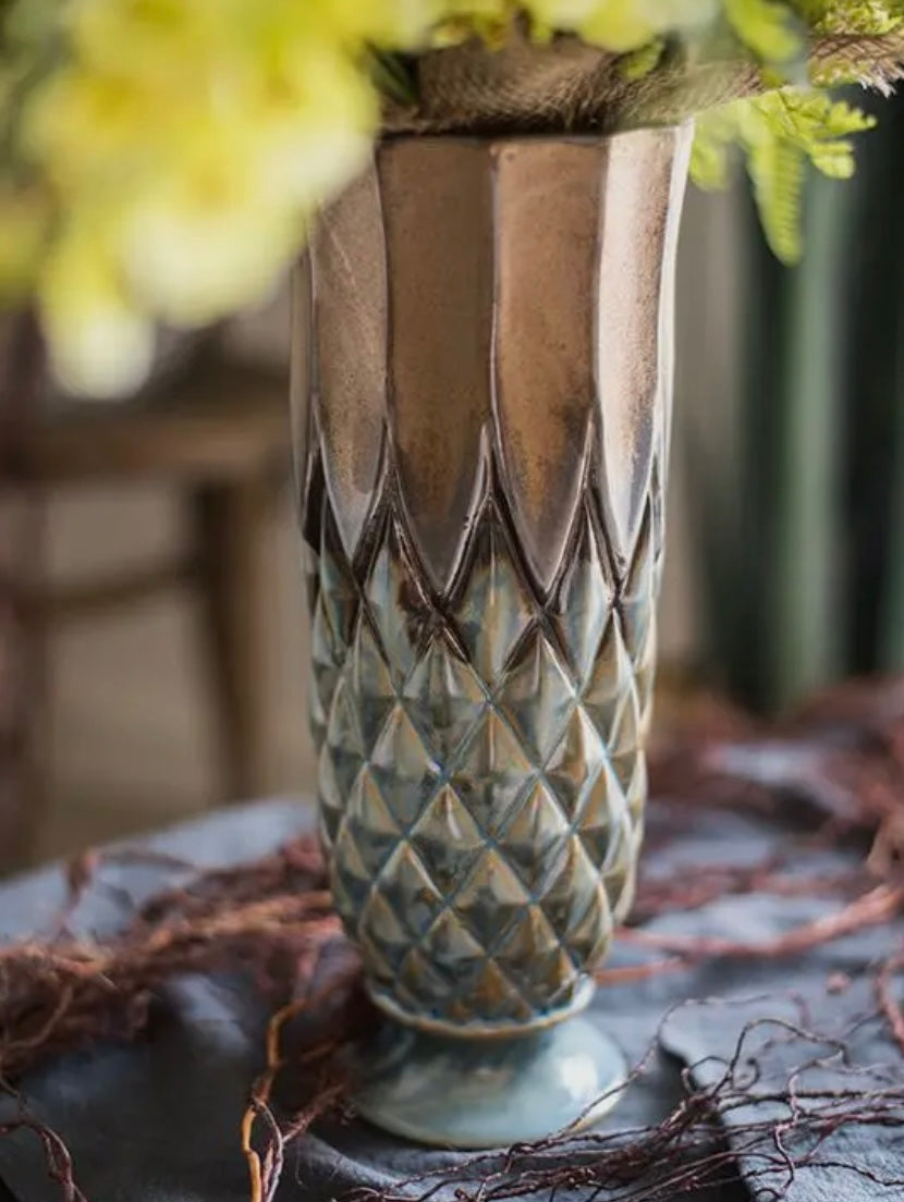 Blue Gold glazed ceramic vase