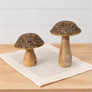 Mango Wood Beaded Mushroom Set