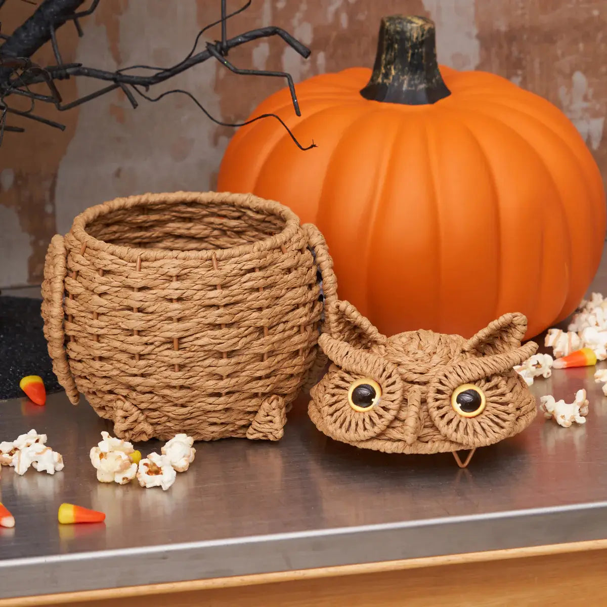 Fall/Harvest Owl Shaped Handwoven Basket