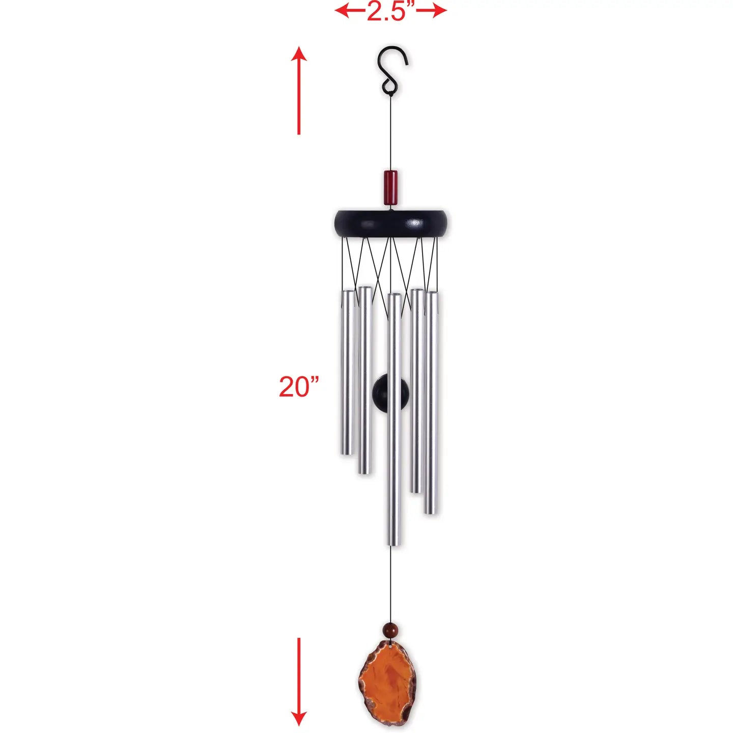 20" Orange Agate Wind Chime Garden Decor