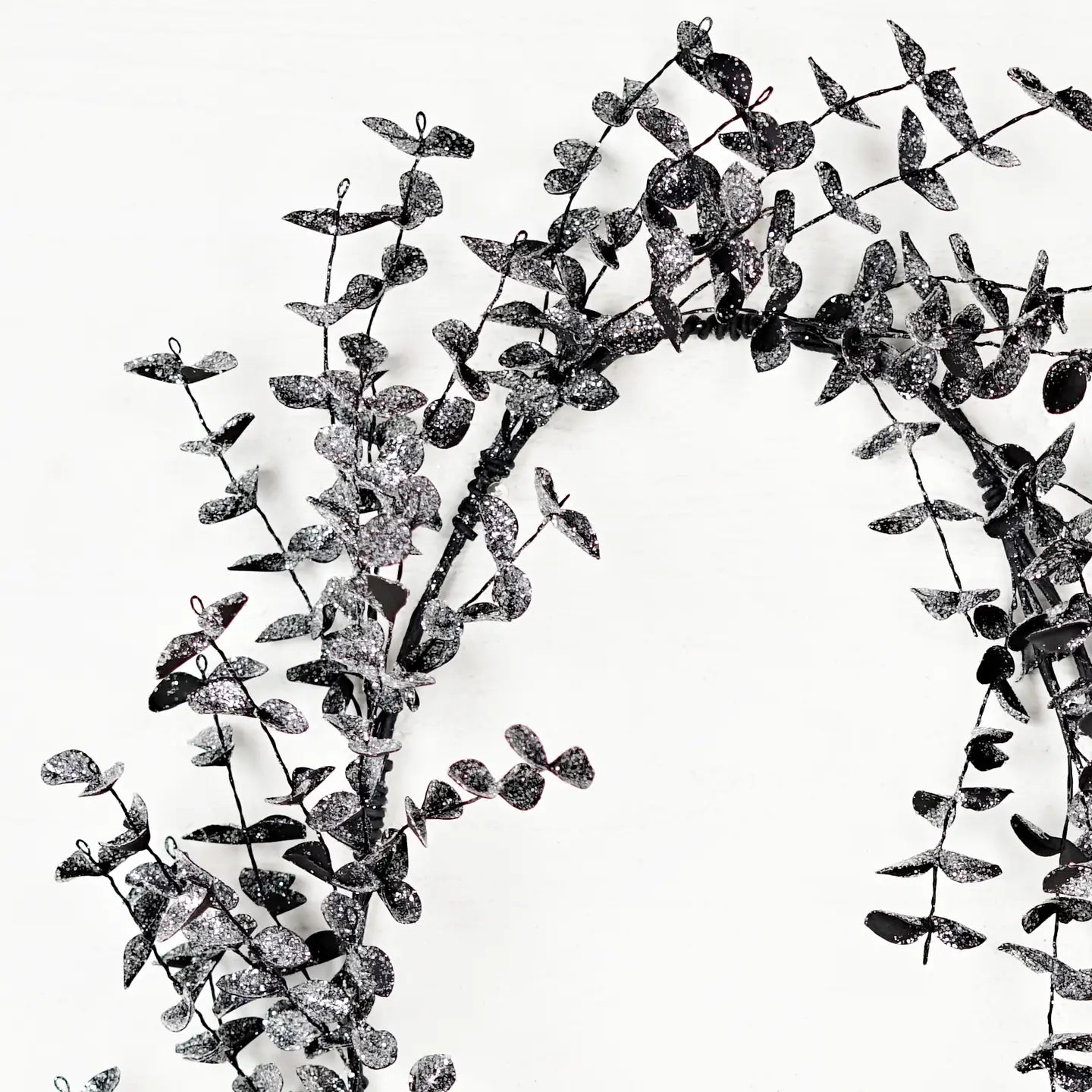 4ft Garland-Sparkle Glitter Black Eucalyptus-