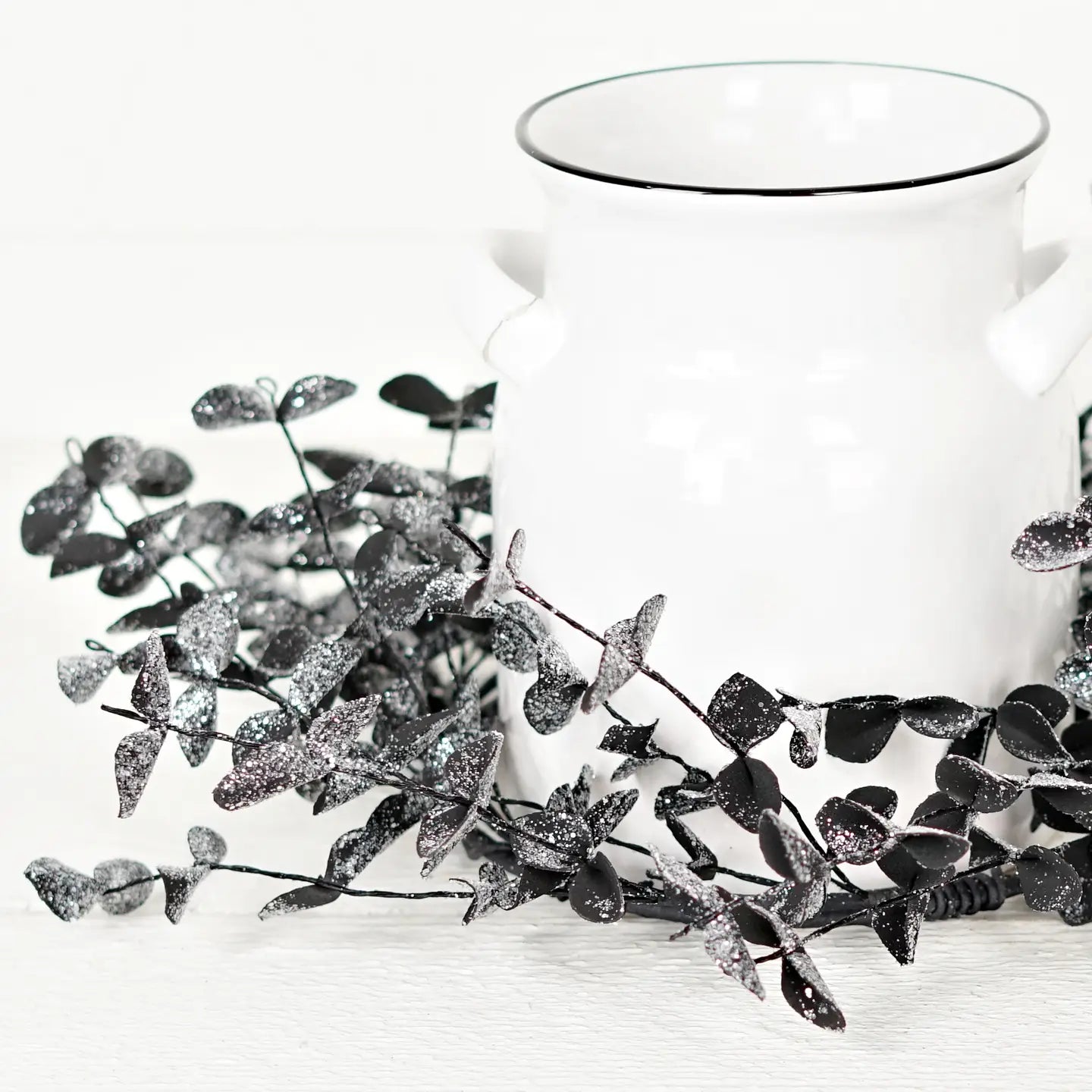 16in(6.5)Wreath-Sparkle Glitter Black Eucalyptus-