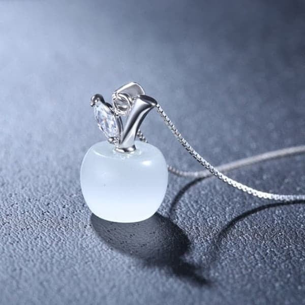 Crystal Apple Pendant Necklace For Teacher Gifts