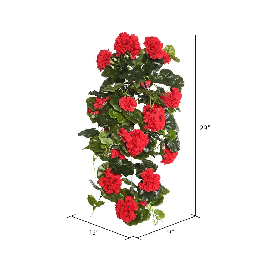29" Red Geranium Hanging Bush