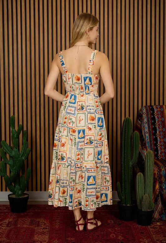 Marine Motif Front tie sundress