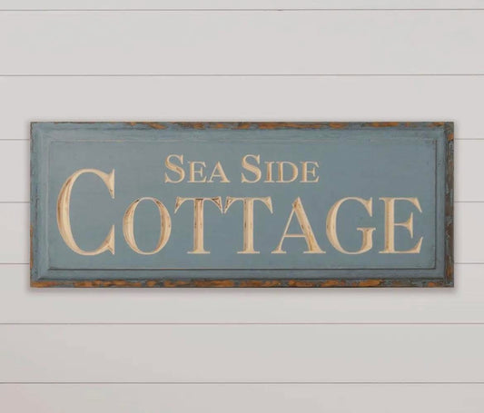 Carved Wood Seaside Cottage Sign