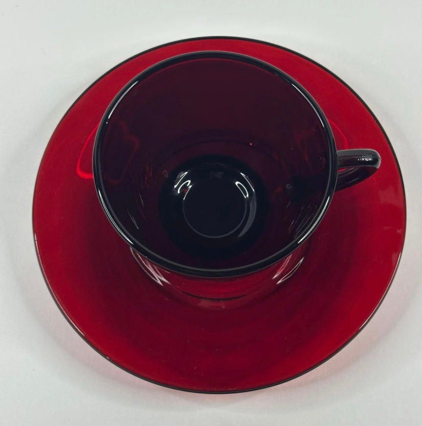 Vintage Ruby Red Teacup /Saucer