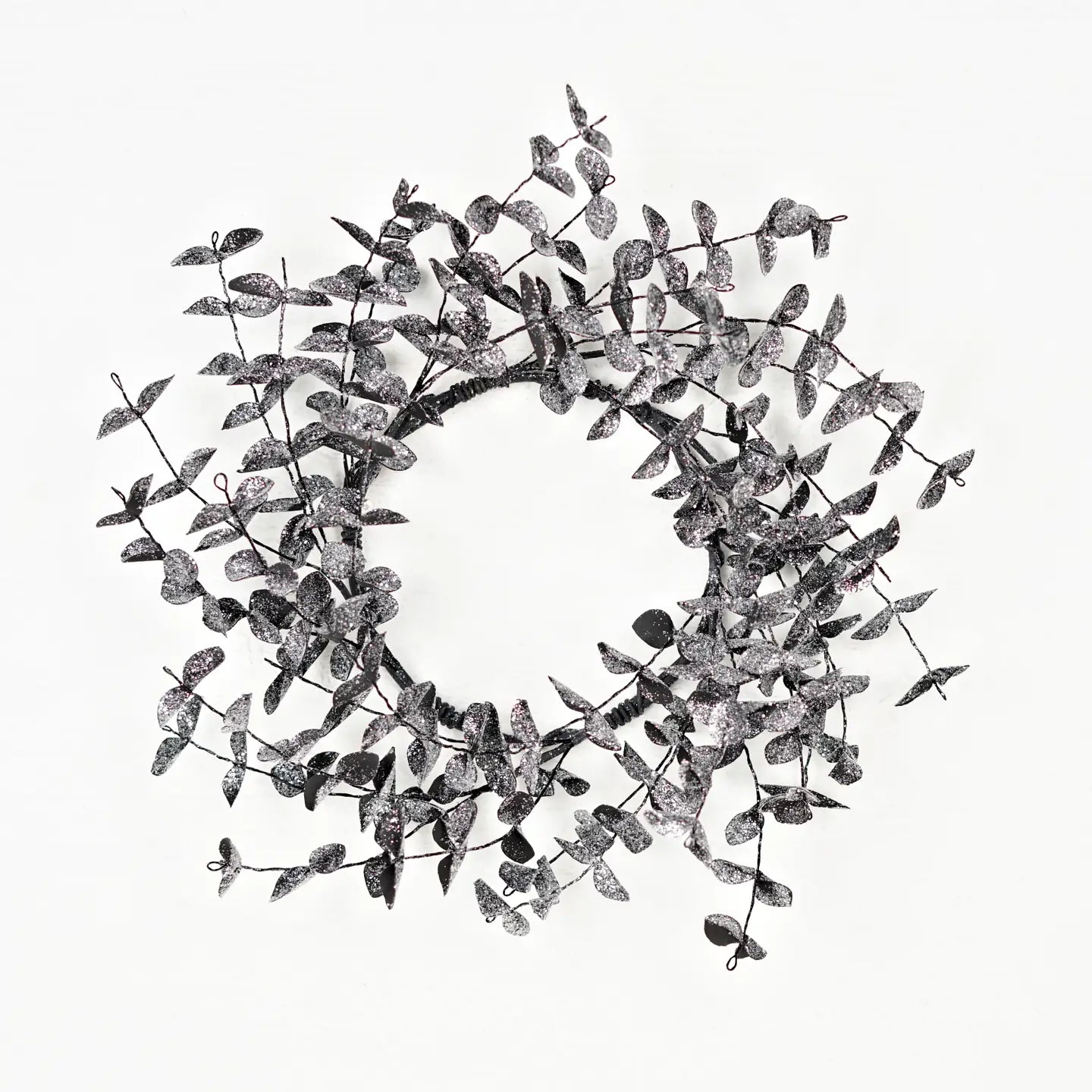 16in(6.5)Wreath-Sparkle Glitter Black Eucalyptus-