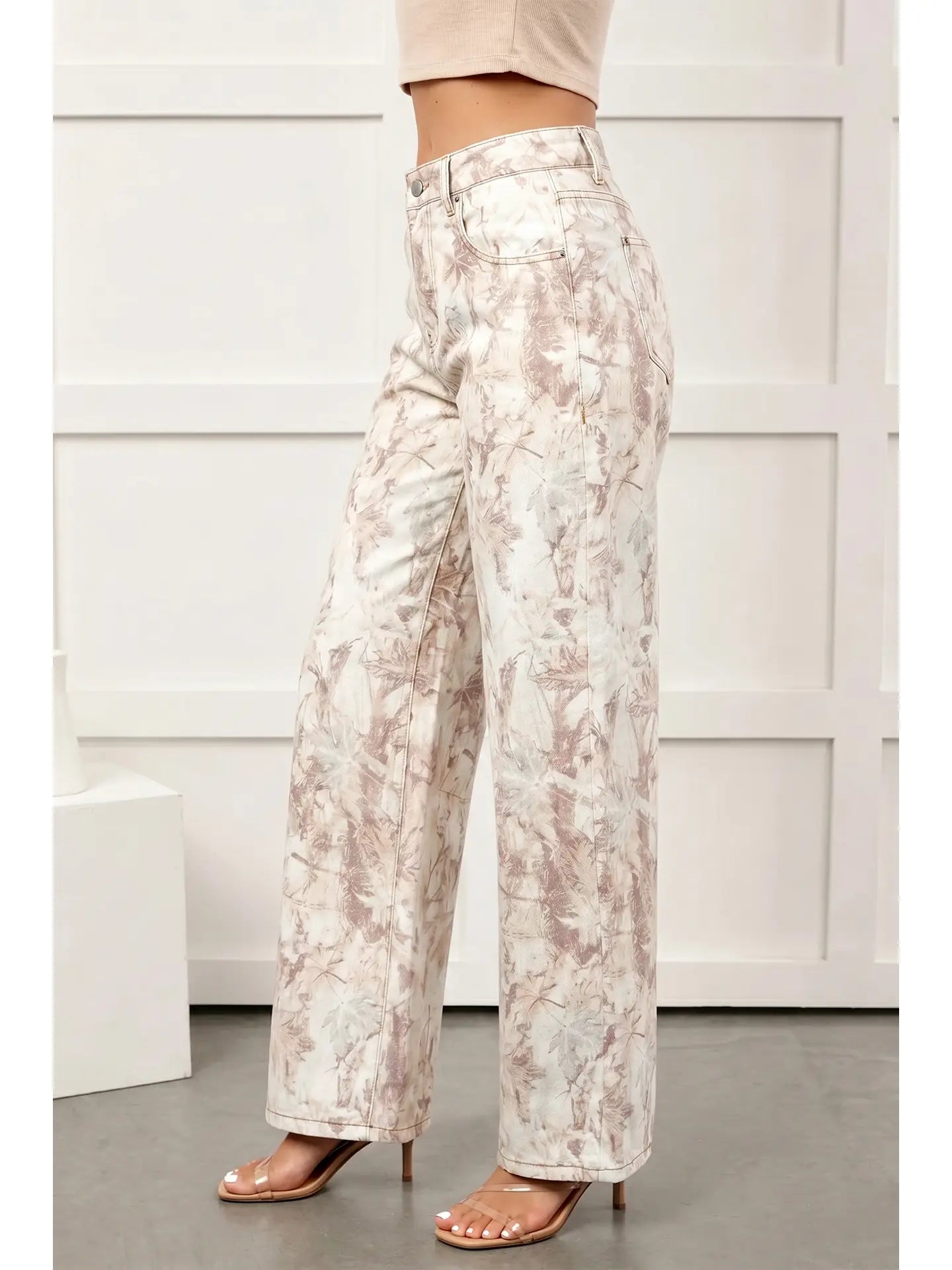 66 Woodland Camo Tummy Control Denim Wide Leg Jeans