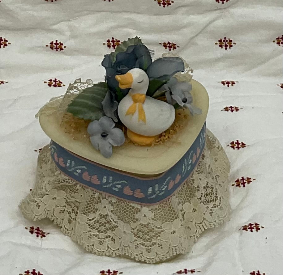 Vintage blue geese trinket dish