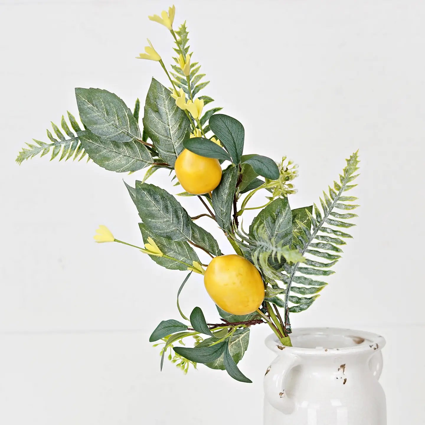 25in Spray-Lemon W.Daisy and Flocked Salal Leaves