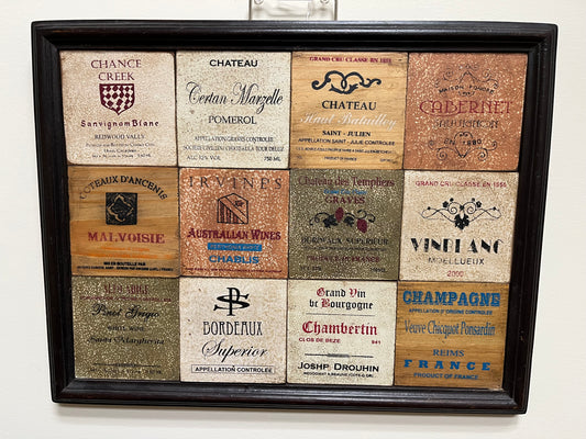 Wine label wall art