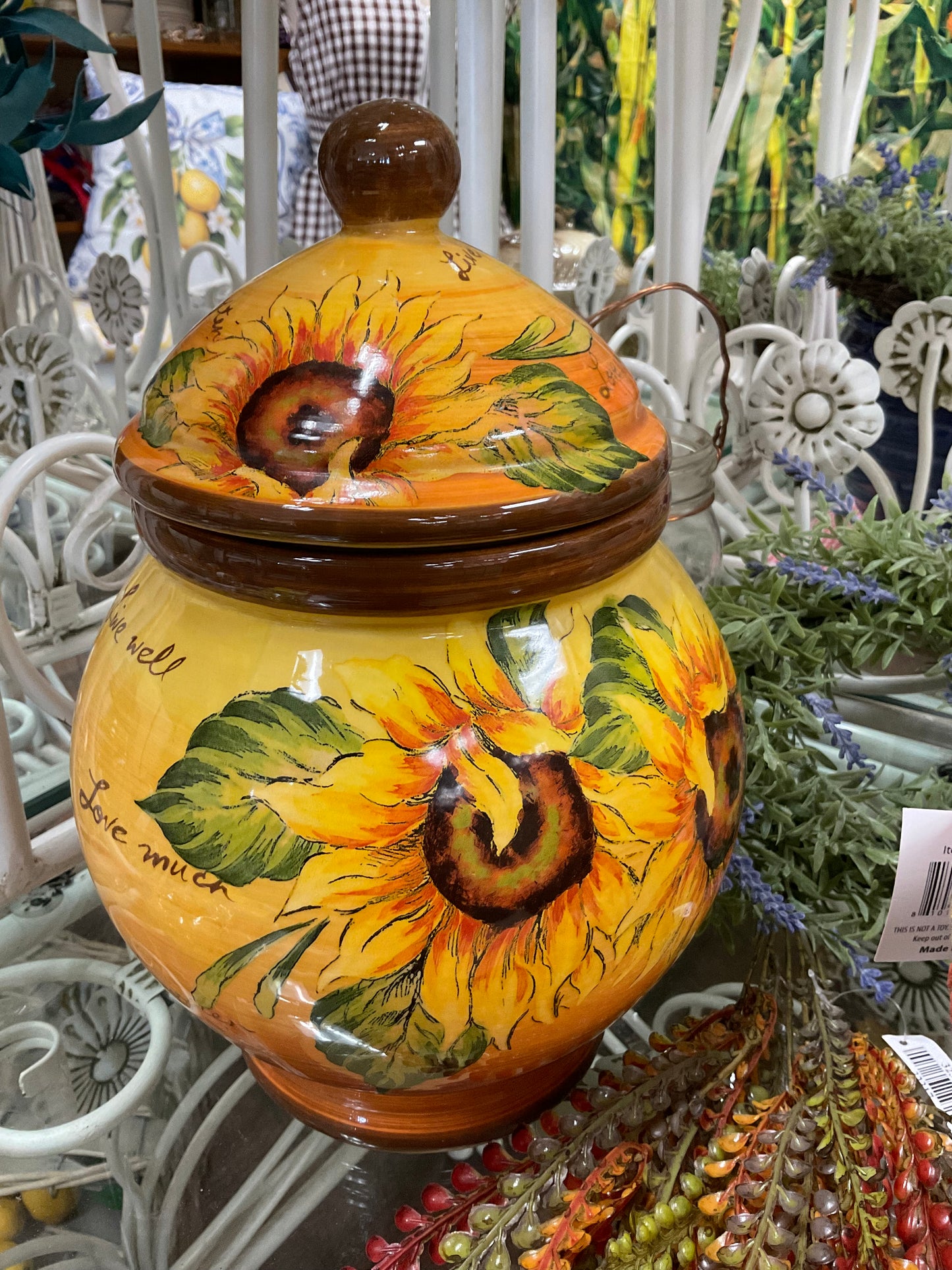 Vintage Sunflower Ginger Jar
