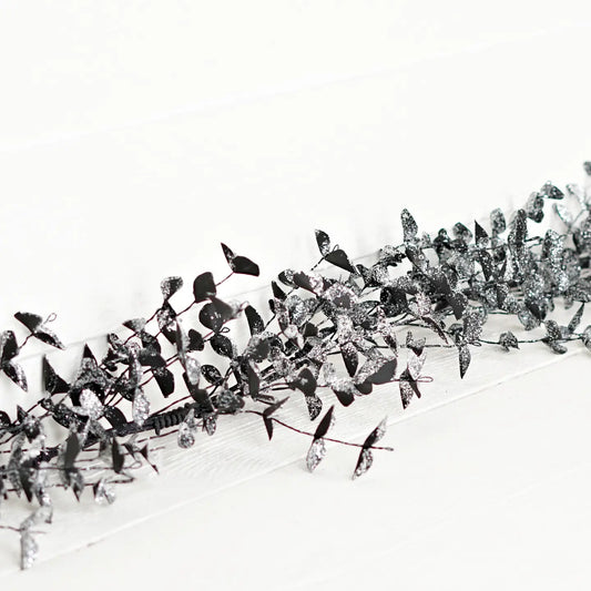 4ft Garland-Sparkle Glitter Black Eucalyptus-