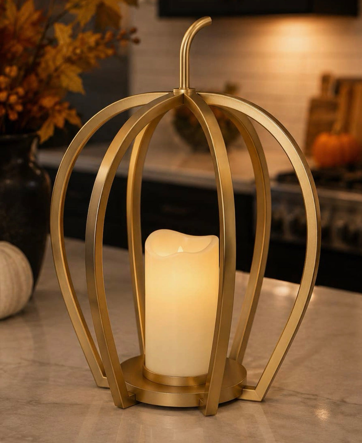 Gold Led Lighted Pumpkin