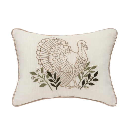 Fall/Harvest Botanical Turkey Throw Pillow
