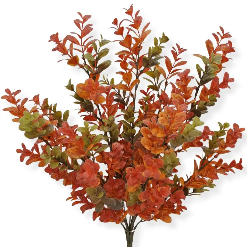17.5" Fall Boxwood Bush Artificial Greenery Bush