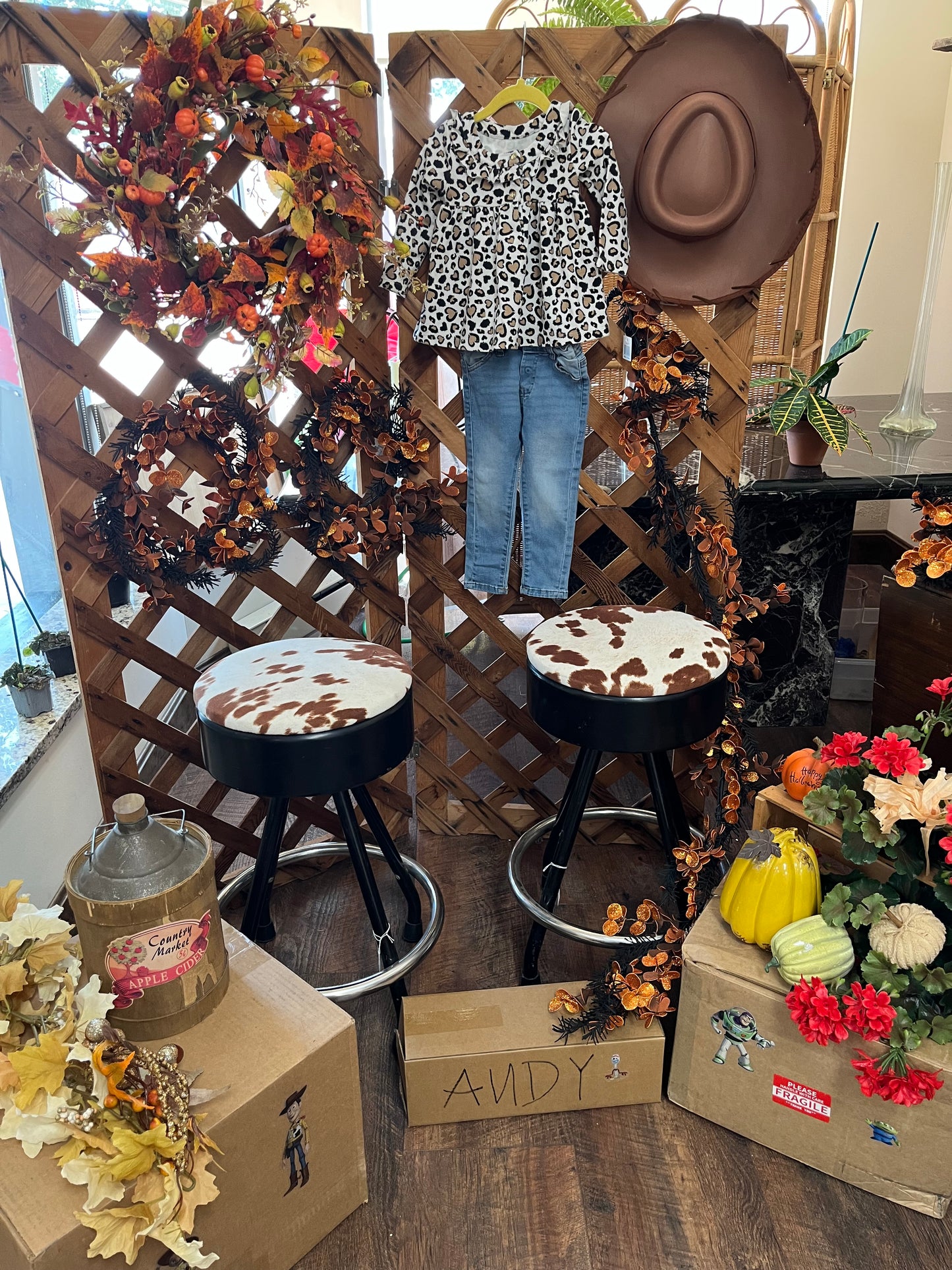 Cow print bar stools