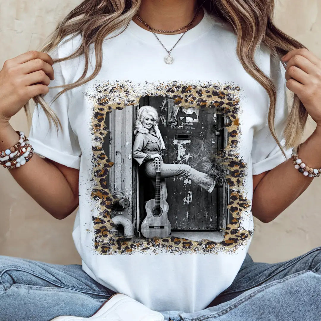 Leopard Print/B&W Country Icon/Guitar Graphic Tee