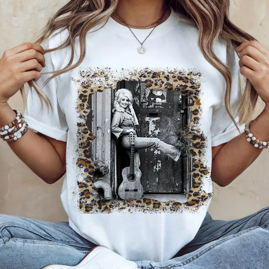 Leopard Print/B&W Country Icon/Guitar Graphic Tee