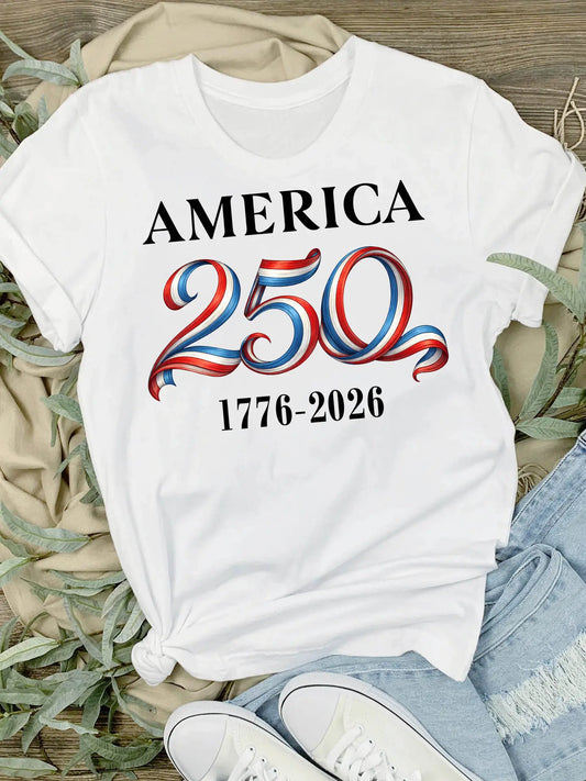 Patriotic Red White Blue 250 Anniversary T-Shirt-