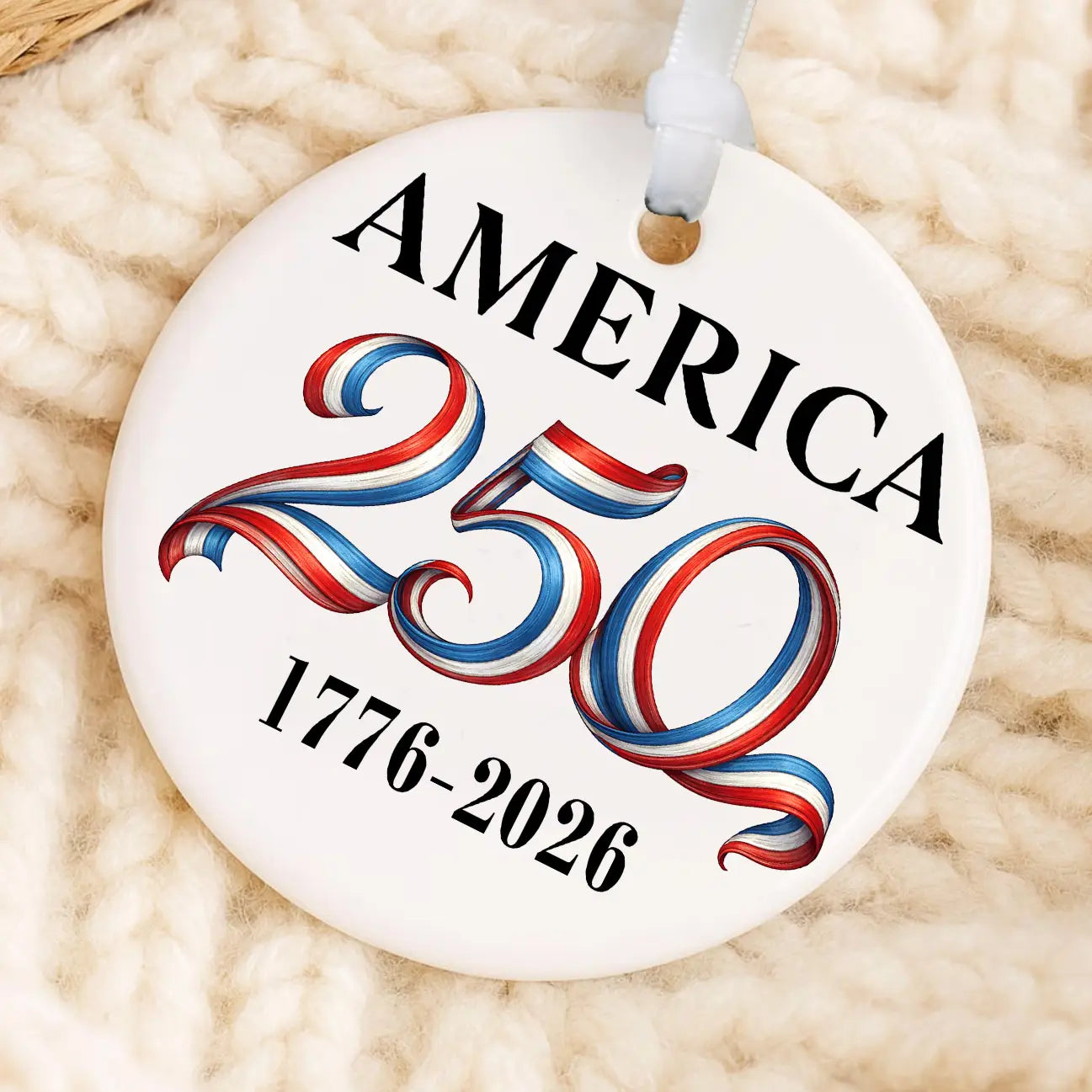 Patriotic Red White Blue 250 Anniversary Ornament-