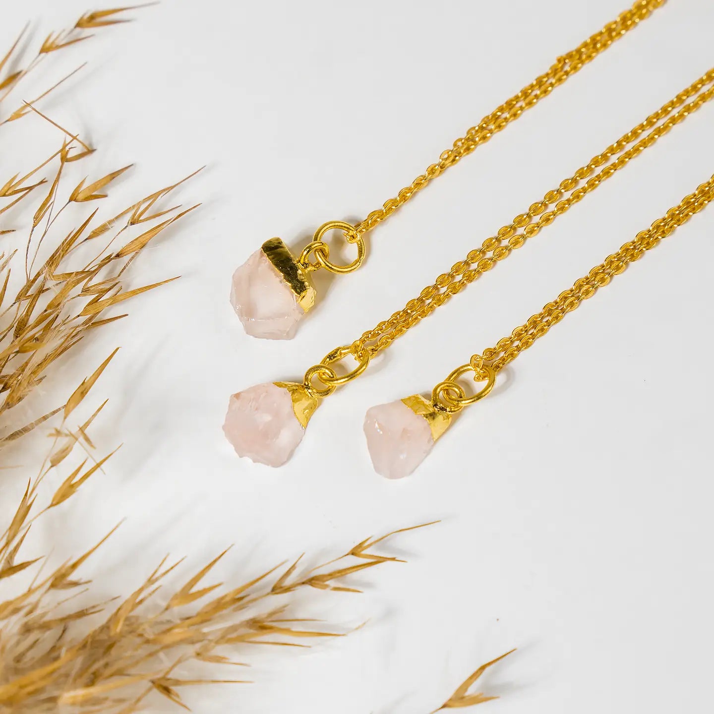 Raw Rose Quartz Necklace | Crystal Jewelry | Chakra Gift
