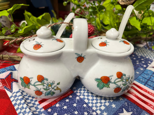 Vintage Strawberry Creamer & Sugar