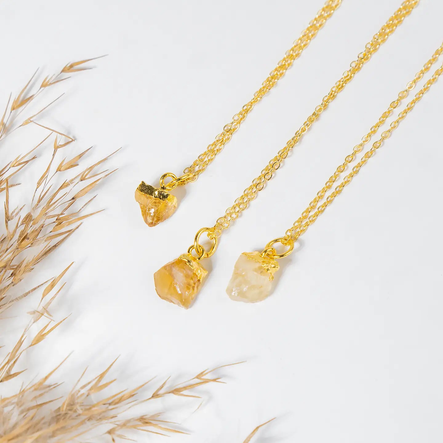 Raw Crystal Necklace | Citrine Pendant | Healing Jewelry