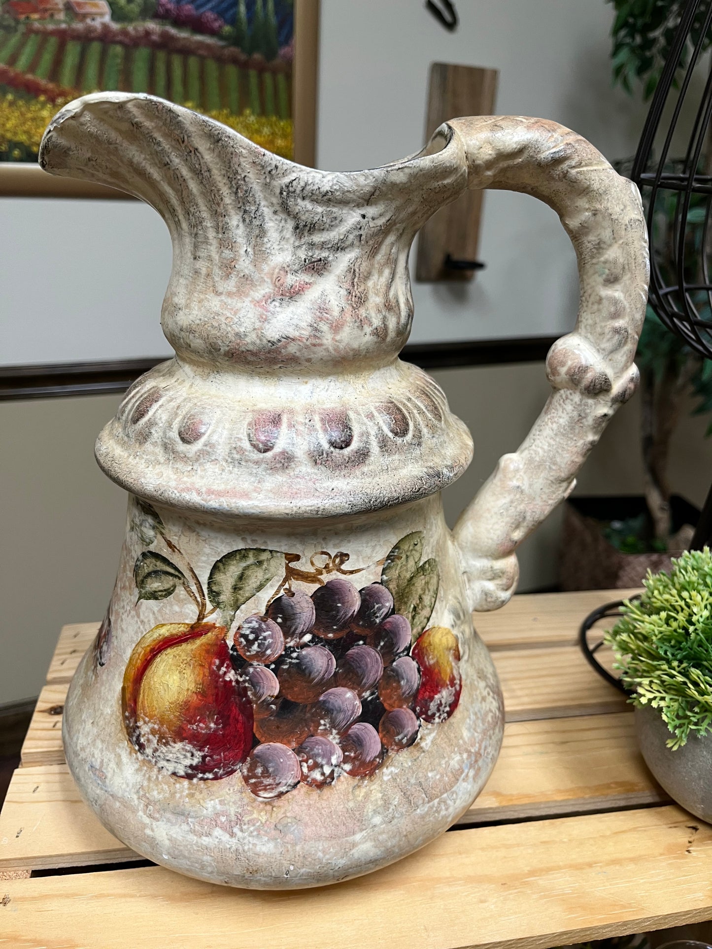 Vintage ceramic Fruit design pitcher