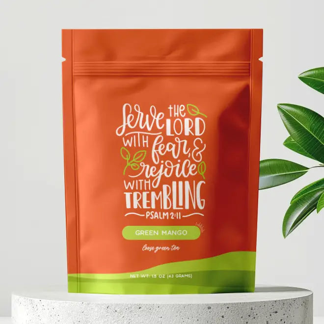 Bible Verse Tea "Serve the Lord" Green Tea with Mango Pouch
