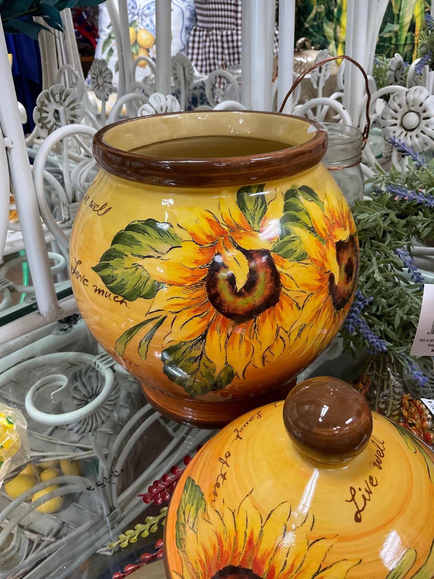 Vintage Sunflower Ginger Jar