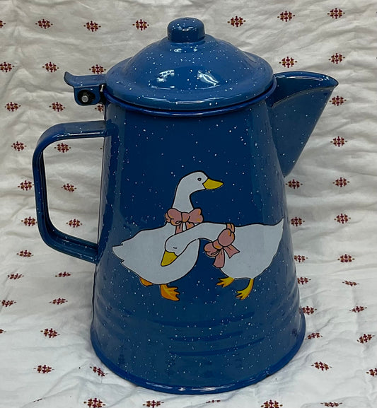 Vintage enamel geese coffee pot