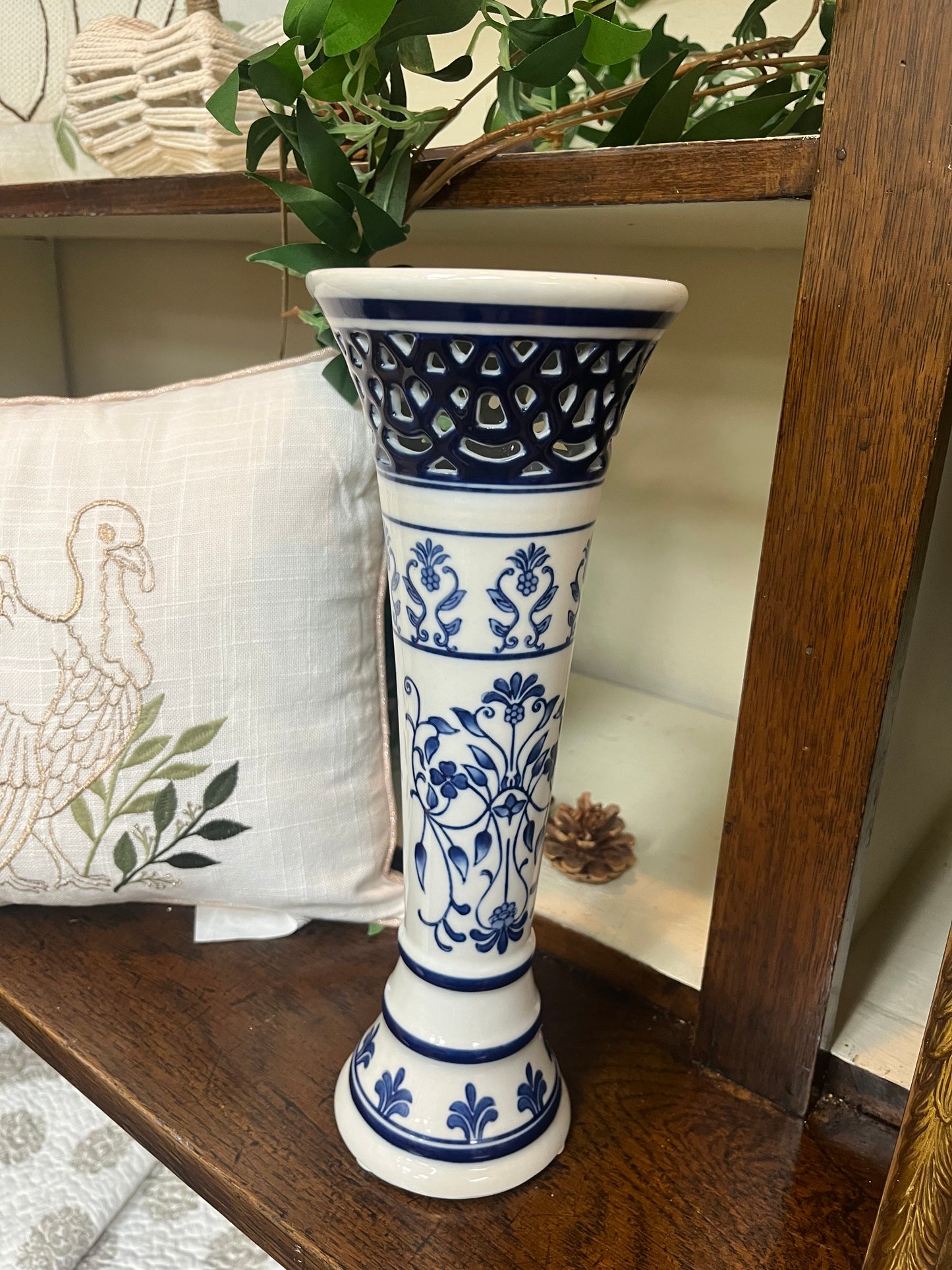 Vintage Blue & White candle stand