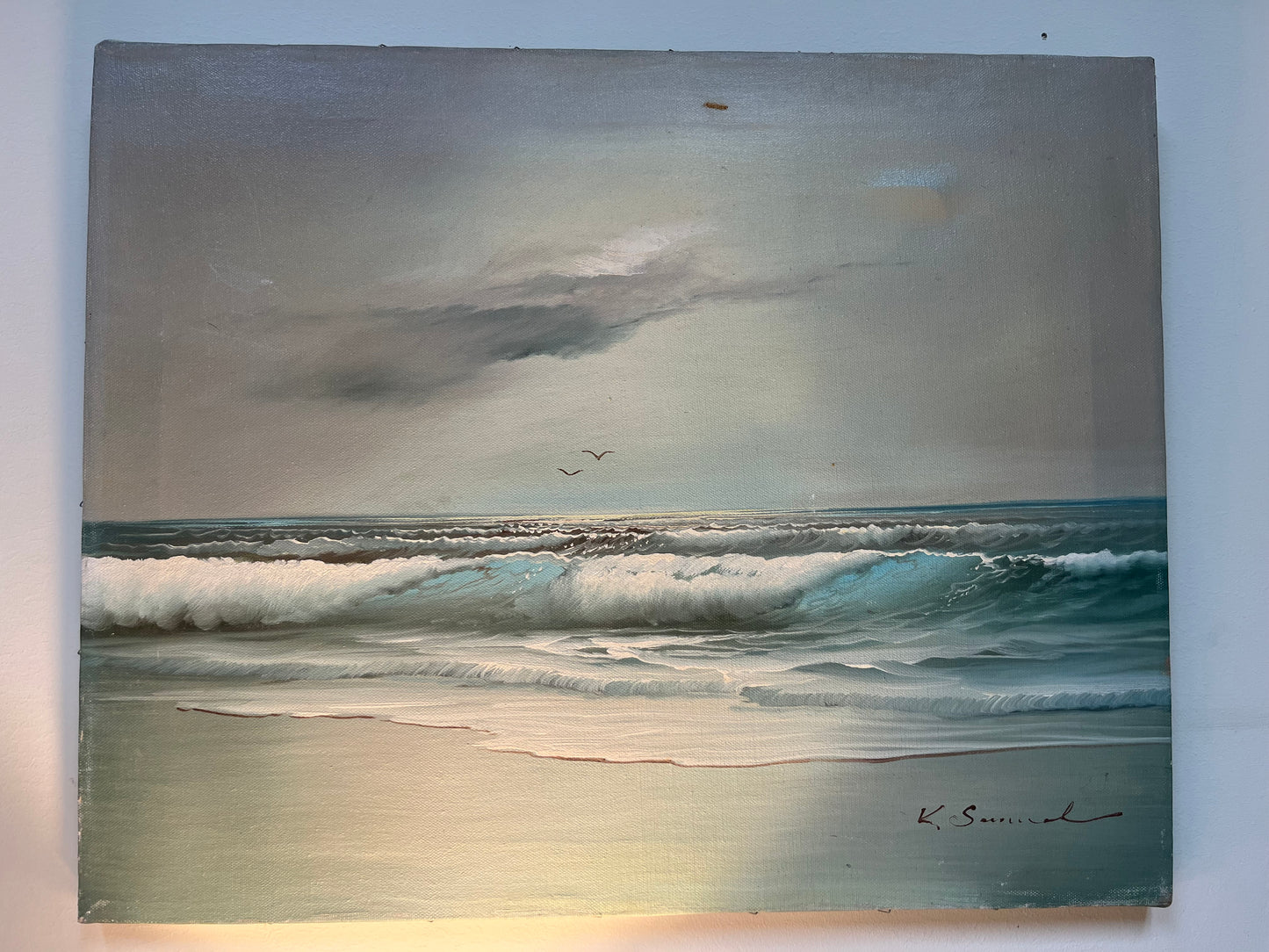 Vintage K Samuel oil painting Seascape Waves