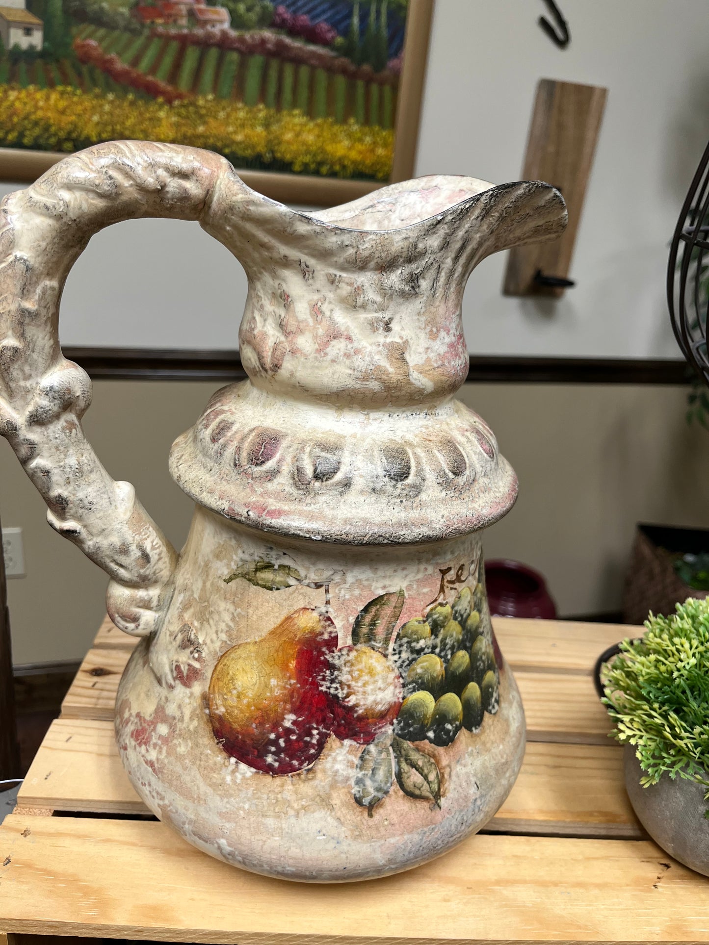 Vintage ceramic Fruit design pitcher