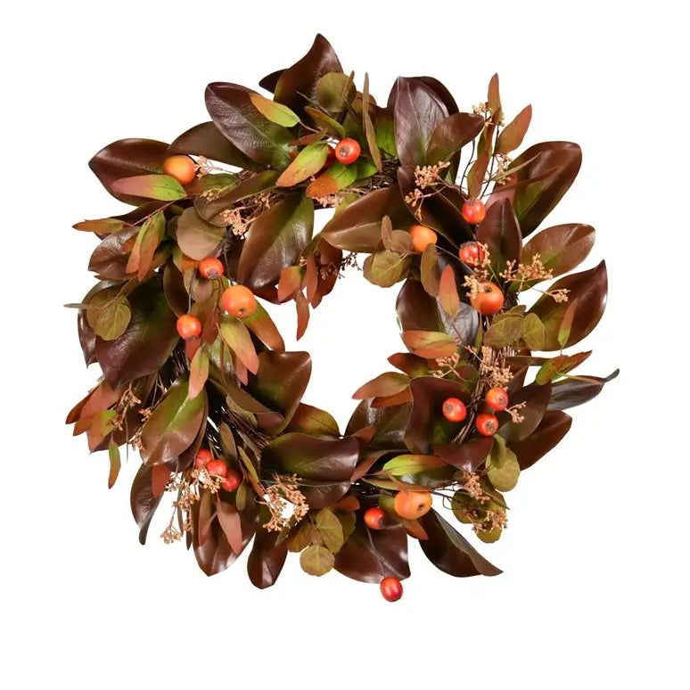 25” Magnolia & Crabapple Wreath