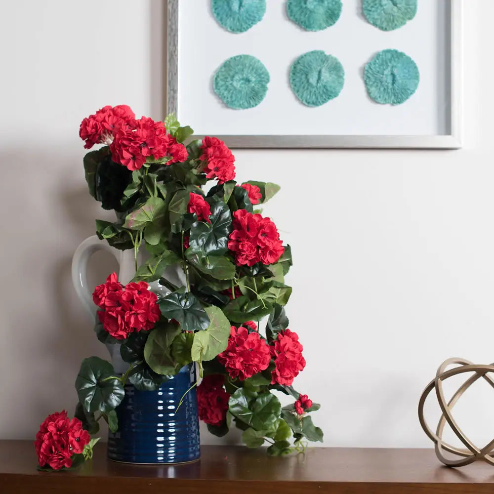 29" Red Geranium Hanging Bush