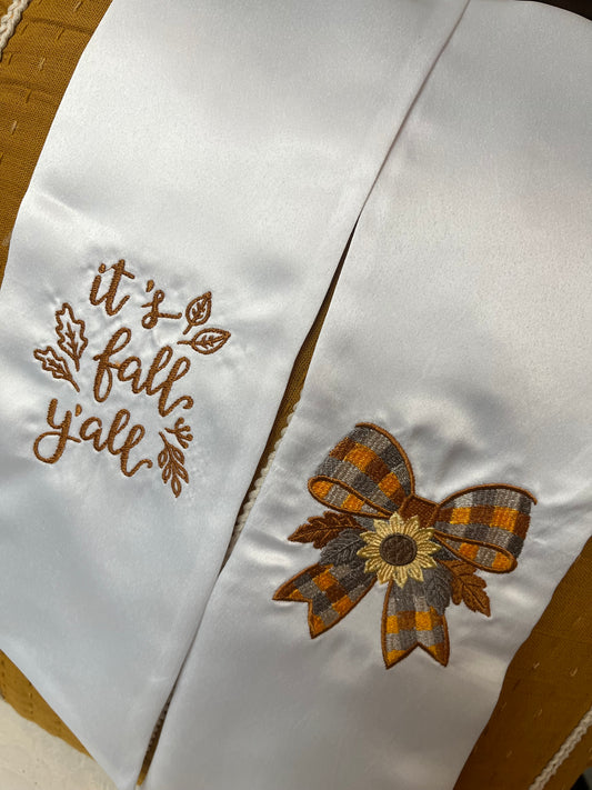 It’s fall y’all white satin wreath sash